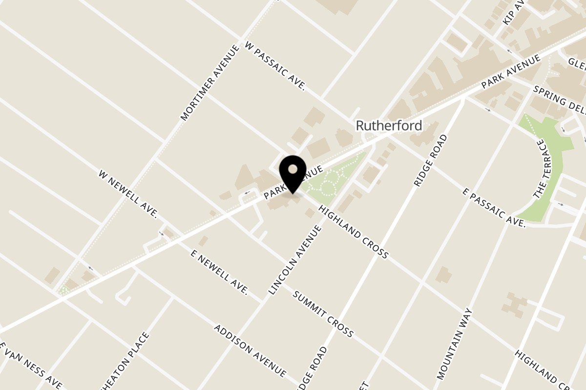 Map showing the location of Be Well Cafe on 6 Highland Cross in Rutherford